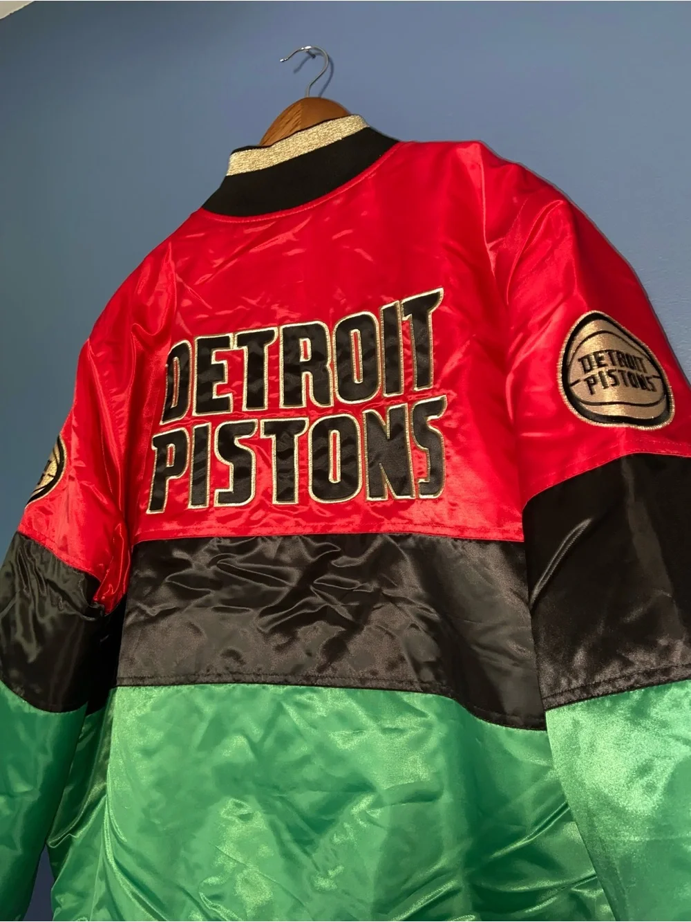 Detroit Pistons Black History Month STARTER Colorblock Satin Jacket